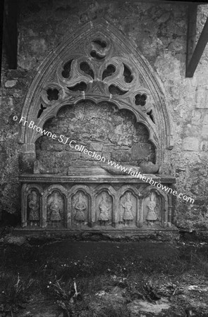 AUGUSTINIAN PRIORY  TOMB OF COOEY NA NGALL  CHIEFTAN OF THE O'CATHAN CLAN  DIED IN 1385